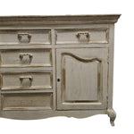 Provincial Charm Hand-Distressed Cream Sideboard Cabinet
