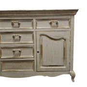 Provincial Charm Hand-Distressed Cream Sideboard Cabinet