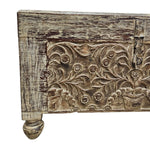 Hand-Carved Vintage Wooden Trunk with Distressed Finish