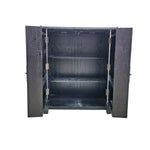 Traditional Black Chinese Wooden Bar Cabinet with Brass Medallion