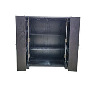 Traditional Black Chinese Wooden Bar Cabinet with Brass Medallion