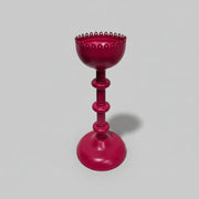 Harfin Vintage Style Magenta Pink Scalloped Metal Pillar Candle Holder