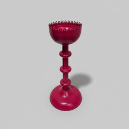 Harfin Vintage Style Magenta Pink Scalloped Metal Pillar Candle Holder