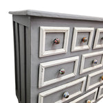 Hand-Painted Grey and White Multi-Drawer Solid Wood Apothecary Chest