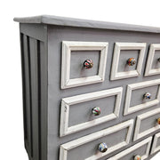 Hand-Painted Grey and White Multi-Drawer Solid Wood Apothecary Chest