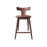 Handcrafted Solid Wood Stool with Sculpted Back