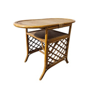 Mid-Century Oval Rattan Bistro Dining Table