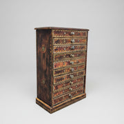 Artisanal Hand-Painted Wooden 10-Drawer Apothecary Jewellery Chest