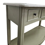 Elegant Sage Bow-Front Console Table with Open Shelving
