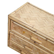 Vintage Bohemian Woven Rattan and Split Bamboo 3 Drawer Bedside Nightstands