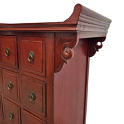 Heritage Oriental Red Lacquer Oriental Multi Drawer Altar Console Table