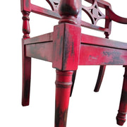 Distressed Red Reclaimed Wood Oriental Accent Bench