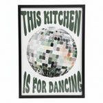 Playful Retro Style Disco Ball Framed Kitchen Wall Art Print