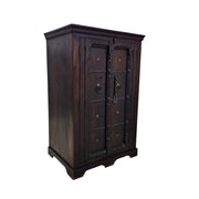 Ornate Dark Wood Cabinet with Metal Accents