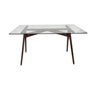 West Elm Mid-Century Glass Top Desk with Wooden Base