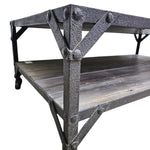 Industrial Two-Tier Reclaimed Wood Coffee Table on Castors