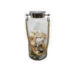 Coastal Nautical Glass Lantern Jar Filled with Natural Seashells