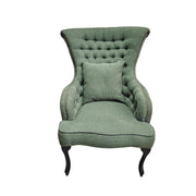 Sedar Vintage Style Green Fabric Tufted Wingback Armchair