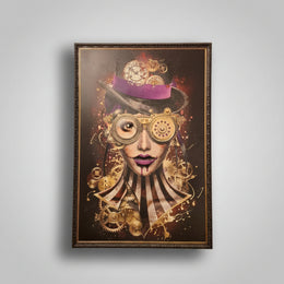 Sarah Bordia Signed Authenticated Steampunk Chanel Inspired Framed Wall Art