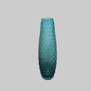 Captivating Ocean Blue Diamond Textured Tall Glass Vase