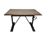 Industrial Crank Adjustable Height Dark Wood Writing Desk