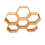 Contemporary Geometric Honeycomb Wooden Wall Unit Shelf