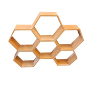 Contemporary Geometric Honeycomb Wooden Wall Unit Shelf
