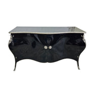 Stately Louis XV Style Black Lacquer and Ornate Silver Commode