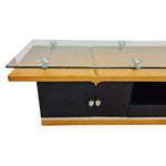 Streamlined Floating Glass Top Oak and Matte Black Media Console