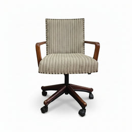 Mid-Century Studded Fabric Swivel Desk Chair