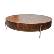 Marina Home Rustic Thick Block Solid Wood Round Coffee Table
