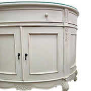Stately Provincial Cream Carved Vanity Cabinet with Detachable Tri-Fold Mirror