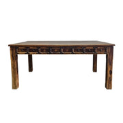Medieval Style Teakwood Dining Table and Six Panel Back Chairs Set