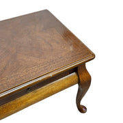 Classic Queen Anne Style Mahogany Tone Single Drawer Side Table