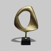 Abstract Gilded Cast Metal Biomorphic Ribbon Sculpture on Black Plinth