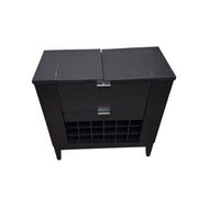 Modern Black Wood Convertible Bar Cabinet with Wine Rack