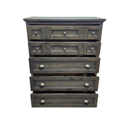 Rustic Slate Gray Tallboy Chest of Five Drawers