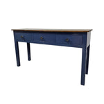 Upcycled Navy Blue Three Drawer Wooden Console Table