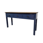 Upcycled Navy Blue Three Drawer Wooden Console Table