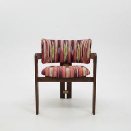 Mid-Century Red Flame-Stitch Upholstered Armchair