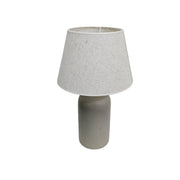 Refined Matte Grey Capsule Ceramic Table Lamp with Linen Shade