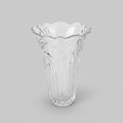Sculptural Pressed Glass Tulip Petal Flared Clear Flower Vase