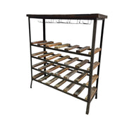 Industrial Rustic Reclaimed Wood Wine Rack & Bar Console