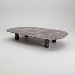 ROSSO LEVANTO Luxury Dark Reddish Brown Marble Oval Coffee Table