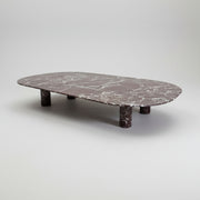 ROSSO LEVANTO Luxury Dark Reddish Brown Marble Oval Coffee Table