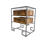 Industrial Mango Wood & Studded Iron Side Table