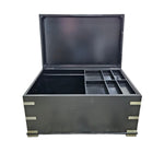 Upcycled Matte Black Campaign Storage Trunk Coffee Table