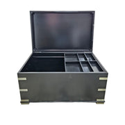 Upcycled Matte Black Campaign Storage Trunk Coffee Table