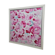 Vibrant Pink Abstract Floral Framed Original Mixed Media Canvas Painting