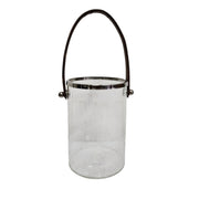 Ribbed Clear Glass Ice Bucket with Arching Handle